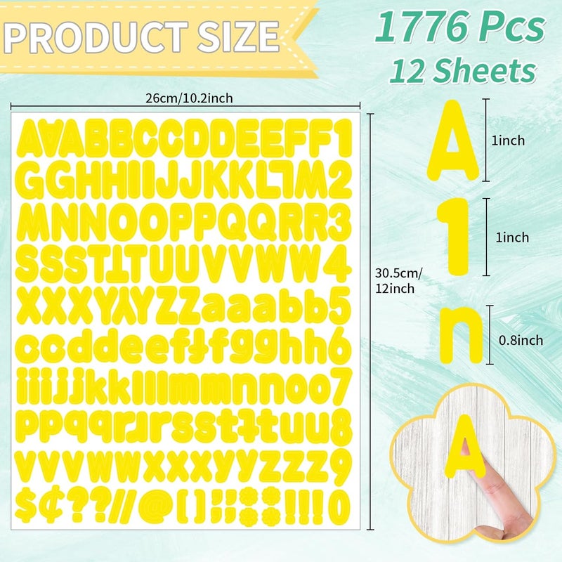 starboling Alphabet Stickers, 1'' Yellow Letter Stickers - 12 Sheets, Self-Adhesive Vinyl for Mailbox Numbers, Bulletin Boards, Classroom & Home Decor - Image 2